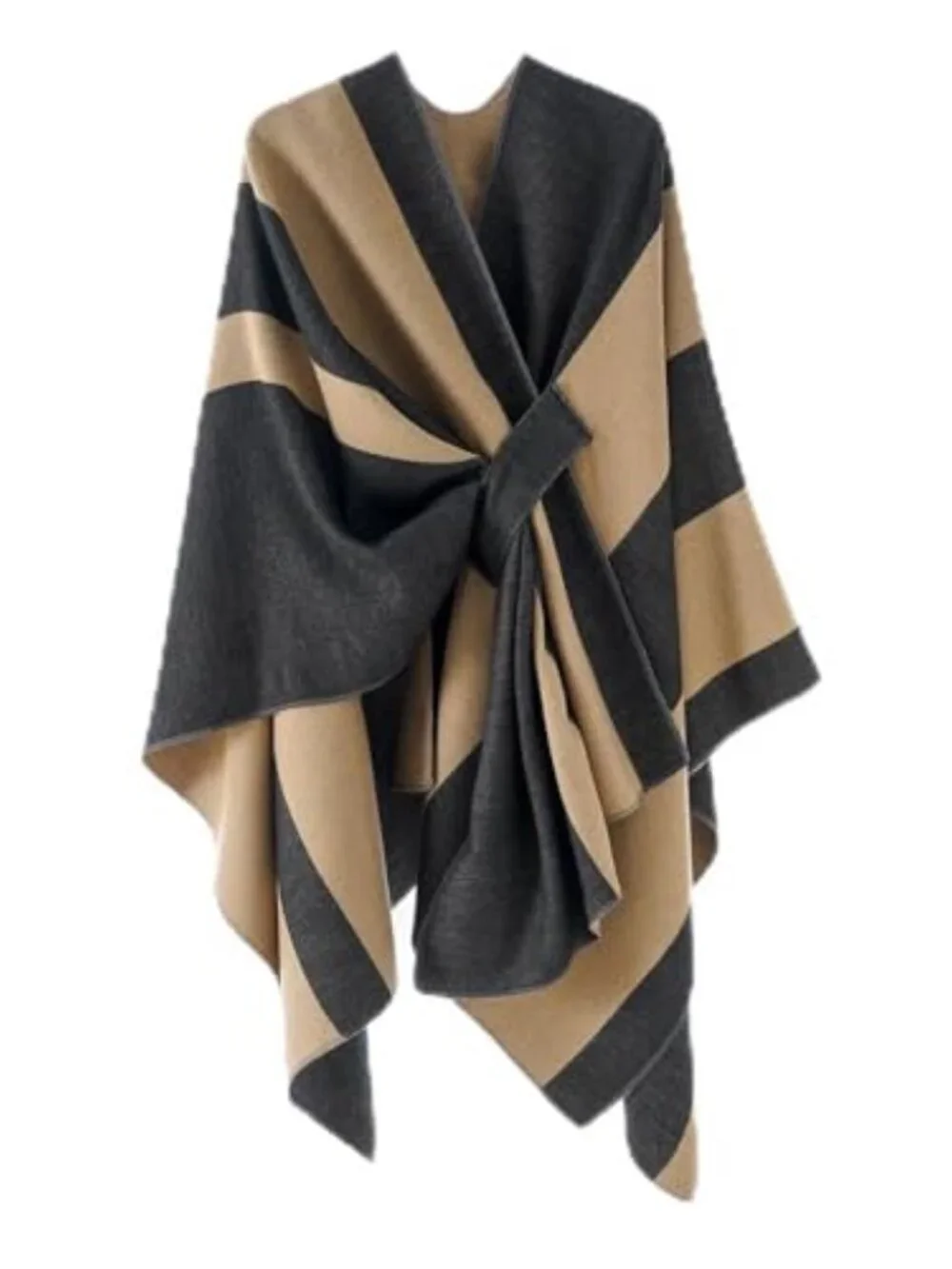 Women's Knit Poncho Wrap Shawl Cape Cardigan Open Front Large Cozy Winter Fall